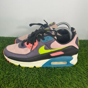 Nike Air Max 90 Shoes Womens Size 8 Purple Pink Volt Sneakers